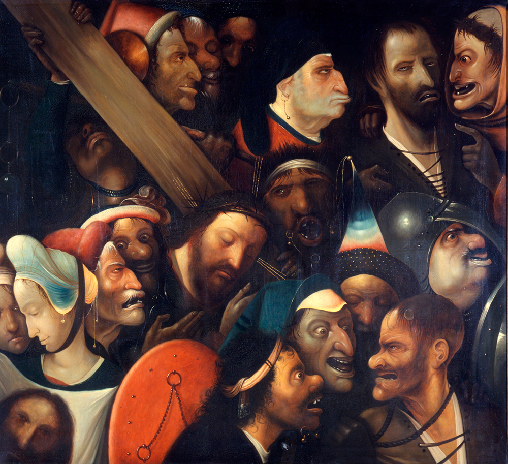 Salita al Calvario - Riproduzione su vetrata da Hieronymus Bosch